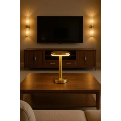 BUĞZ Gold Mantar Masa Lambası 3 Renk Modlu Kablosuz Şarjlı Dekoratif Metal LED Abajur