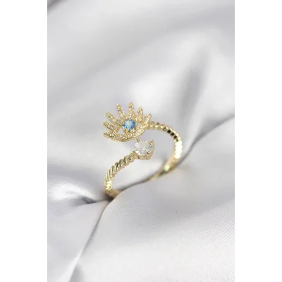 BUĞZ Gold Renk Göz Model Zirkon Taşlı Kadın Yüzük
