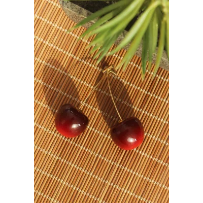 BUĞZ Gold Renk Kiraz Model Kadın Küpe