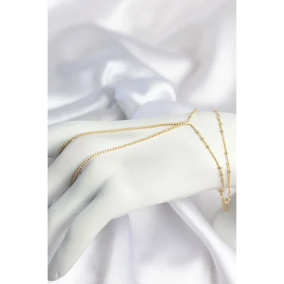 BUĞZ Gold Renk Minimal Zirkon Taşlı Su Yolu Model Şahmeran