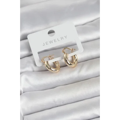 BUĞZ Gold Renk Pirinç Halka 15 mm Kadın Küpe