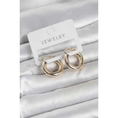 BUĞZ Gold Renk Pirinç Halka 20 mm Kadın Küpe