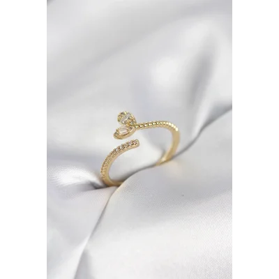 BUĞZ Gold Renk Pirinç Kuyruklu Kalp Model Kadın Yüzük