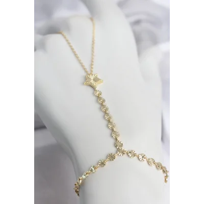 BUĞZ Gold Renk Pirinç Lazerli Yıldız Model Zirkon Taşlı Şahmeran