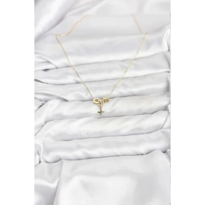 BUĞZ Gold Renk Pirinç Minimal Charmlı Kadın Kolye - Lisinya