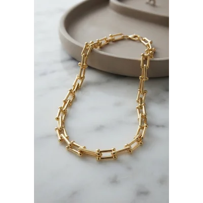 BUĞZ Gold Renk Pirinç Tifani Model Kadın Kolye