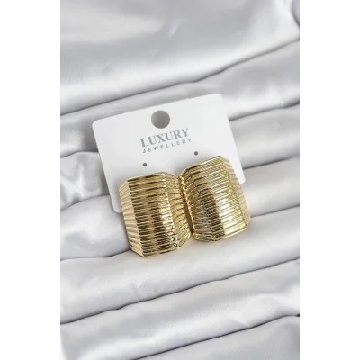 BUĞZ Gold Renk Pirinç Vintage Esintili Statement Küpe