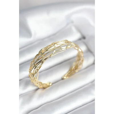 BUĞZ Gold Renk Pirinç Vintage Kadın Bileklik