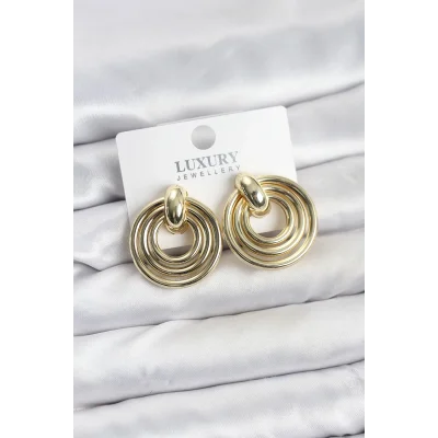 BUĞZ Gold Renk Pirinç Vintage Kadın Küpe