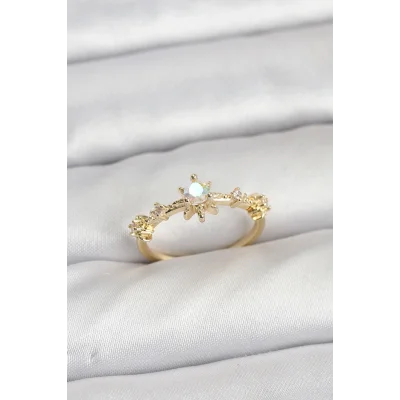 BUĞZ Gold Renk Pirinç Yıldız Model Kadın Yüzük
