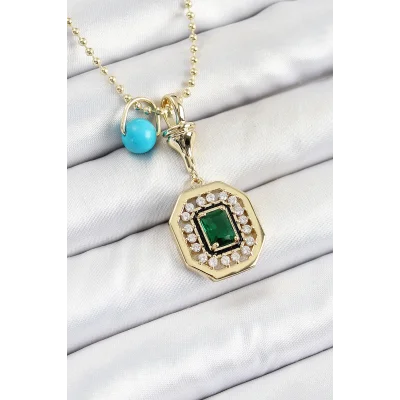 BUĞZ Gold Renk Pirinç Zirkon Taşlı Kadın Serenay Kolyesi