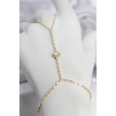 BUĞZ Gold Renk Pirinç Zirkon Taşlı Kalp Model Şahmeran