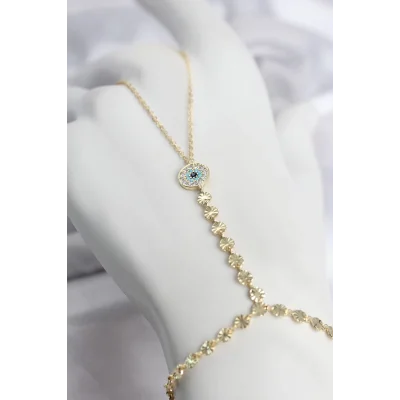 BUĞZ Gold Renk Pirinç Zirkon Taşlı Nazar Model Şahmeran