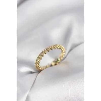 BUĞZ Gold Renk Sıralı Zirkon Taşlı Model Kadın Yüzük