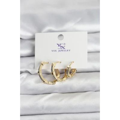 BUĞZ Gold Renk Zirkon Taşlı Kadın Küpe