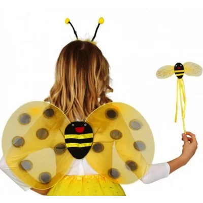 BUĞZ Gösteri Arı Kostüm Seti – Çocuklar İçin Kanat, Taç ve Asa Aksesuarı