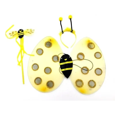 BUĞZ Gösteri Arı Kostüm Seti – Çocuklar İçin Kanat, Taç Ve Asa Aksesuarı - Lisinya