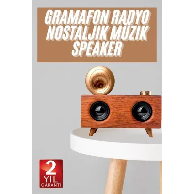 BUĞZ Gramafon Nostaljik Radyo Yüksek Ses Kalitesi USB TF Kart Aux - BUĞZ
