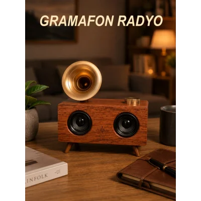 BUĞZ Gramafon Nostaljik Radyo Yüksek Ses Kalitesi USB TF Kart Aux Yeni Nesil