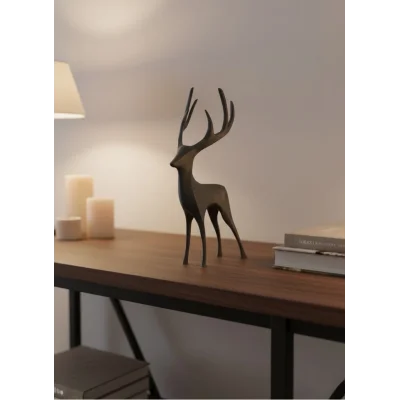 BUĞZ Gri Geyik Biblo Minimal Tasarım Şık Ev Aksesuarı