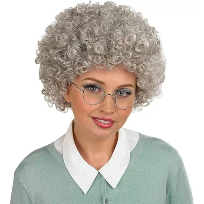 BUĞZ Gri Renk Kabarık Bonus Peruk Afro Takma Saç