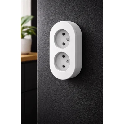 BUĞZ Gri Sıva Üstü İkili Topraklı Priz – Modern Şık Tasarım, Dayanıklı Elektrik Prizi Çiftli