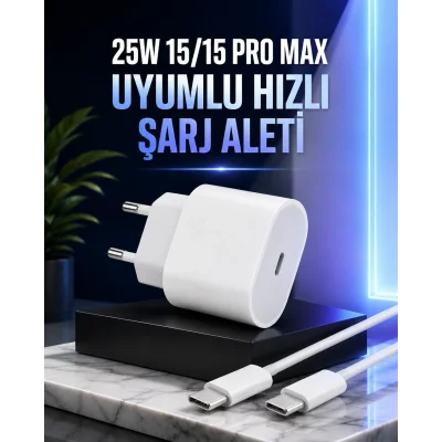 BUĞZ Güç Adaptörü ve Kablosu Şarj Aleti 15/15 Pro Max Uyumlu Hızlı Şarj
