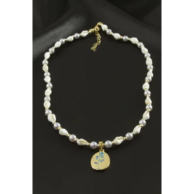 BUĞZ Gül Deniz Kabuğu İnci Mineli Kolye