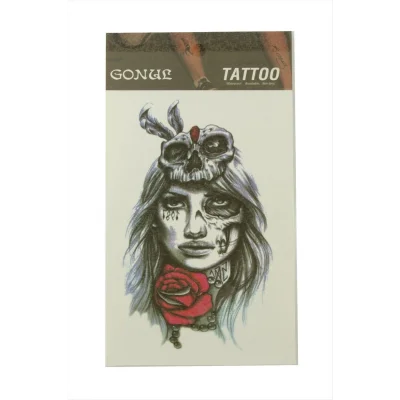 BUĞZ Gül Kuru Kafa Tattoo Dövme Sticker