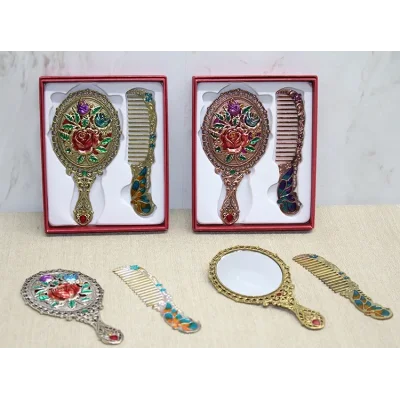 BUĞZ Gül Tasarımı Ayna Ve Tarak Seti Küçük Boy