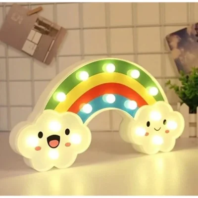 BUĞZ Gülen Bulutlu Gökkuşağı LED Gece Lambası