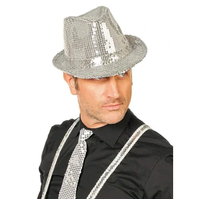 BUĞZ Gümüş Payetli Fötr Şapka Yetişkin Boy