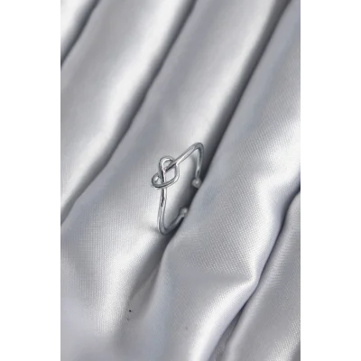 BUĞZ Gümüş Renk Düğüm Kalp Model Kadın Yüzük