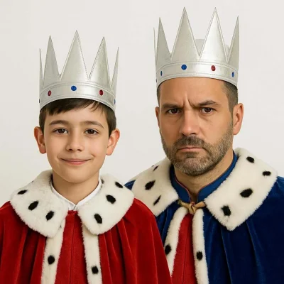 BUĞZ Gümüş Renk Eva Yumuşak Kral Kraliyet Tacı Yetişkin Çocuk Uyumlu 55 cm