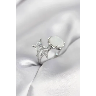 BUĞZ Gümüş Renk Kutup Yıldızı Model Kadın Yüzük