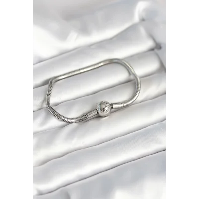 BUĞZ Gümüş Renk Pirinç Charm Bileklik