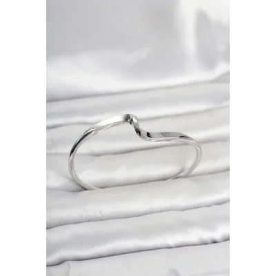 BUĞZ Gümüş Renk Pirinç Zikzak Model Kadın Bileklik
