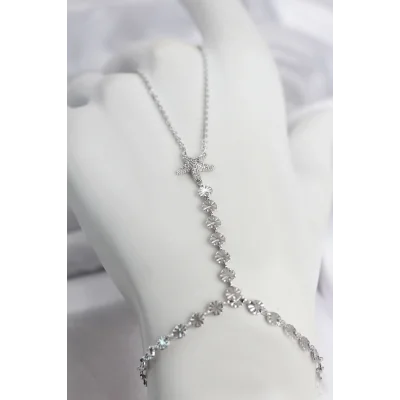 BUĞZ Gümüş Renk Pirinç Zirkon Taşlı Deniz Yıldızı Model Şahmeran