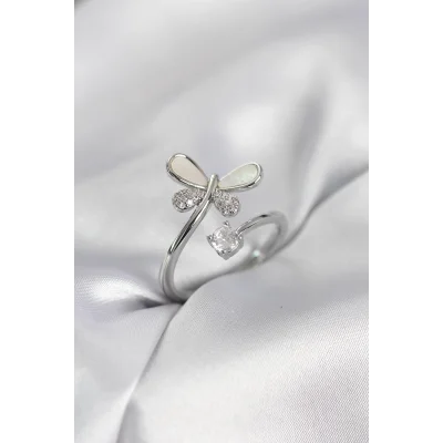 BUĞZ Gümüş Renk Yusufçuk Model Zirkon Taşlı Kadın Yüzük