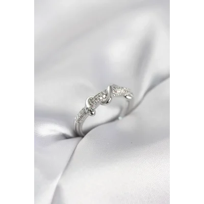 BUĞZ Gümüş Renk Zirkon Taşlı Sarmal Yılan Model Kadın Yüzük