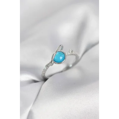 BUĞZ Gümüş Renk Zirkon Taşlı Satürn Model Kadın Yüzük