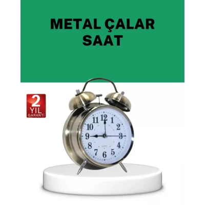BUĞZ Gümüş Renkli Sessiz Işıklı Dekoratif Masa Üstü Çalar Saat Alarmlı