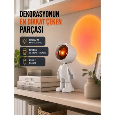 BUĞZ Gün Batımı Efekti Sunan Astronot LED Masa Lambası Yeni Nesil