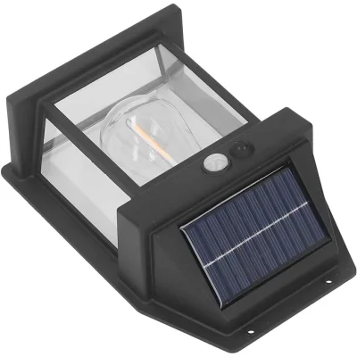 BUĞZ Güneş Enerjili Bahçe Aydınlatması Aplik Dekor Solar Ve Sensörlü Bahçe Balkon Ve Garaj Lambası