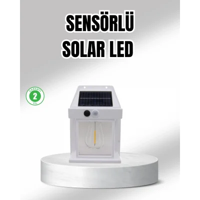 BUĞZ Güneş Enerjili Dış Mekan Sensörlü Duvar Lambası IP65 Su Geçirmez