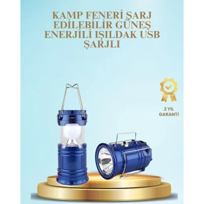  Güneş Enerjili Kızaklı Şarjlı Büyük Boy Kamp Feneri – USB Çıkışlı, Katlanabilir, Çok Fonksiyonlu
