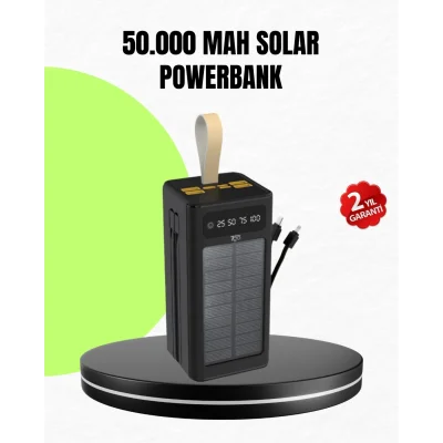 BUĞZ Güneş Enerjili Powerbank Dijital Göstergeli Taşınabilir Güç Kaynağı