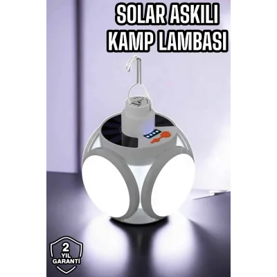  Güneş Enerjili Solar Aydınlatma Kamp Çadır Lambası Şarjlı Ampül Led Şarjlı El Feneri Işıldak