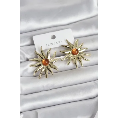 BUĞZ Güneş Model Gold Renk Pirinç Kadın Küpe