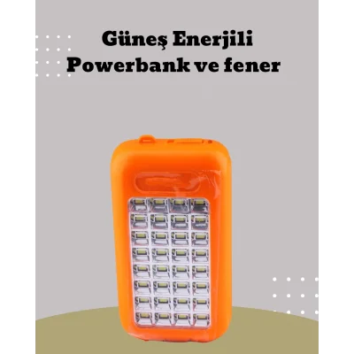  Güneş Paneli Destekli Powerbank ve LED Işıldak – 10000 mAh, Çift USB, Outdoor Kullanım İçin